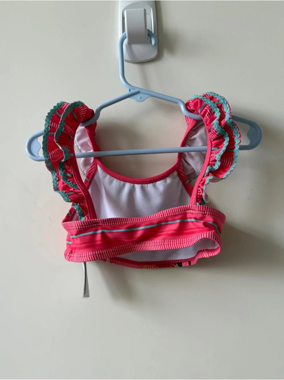 Disney Store Girls Pink Floral Ruffle Swim Top